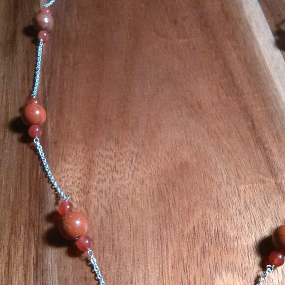 Red Jasper and Red Agate Sterling Silver Necklace - Picture 8 of 12